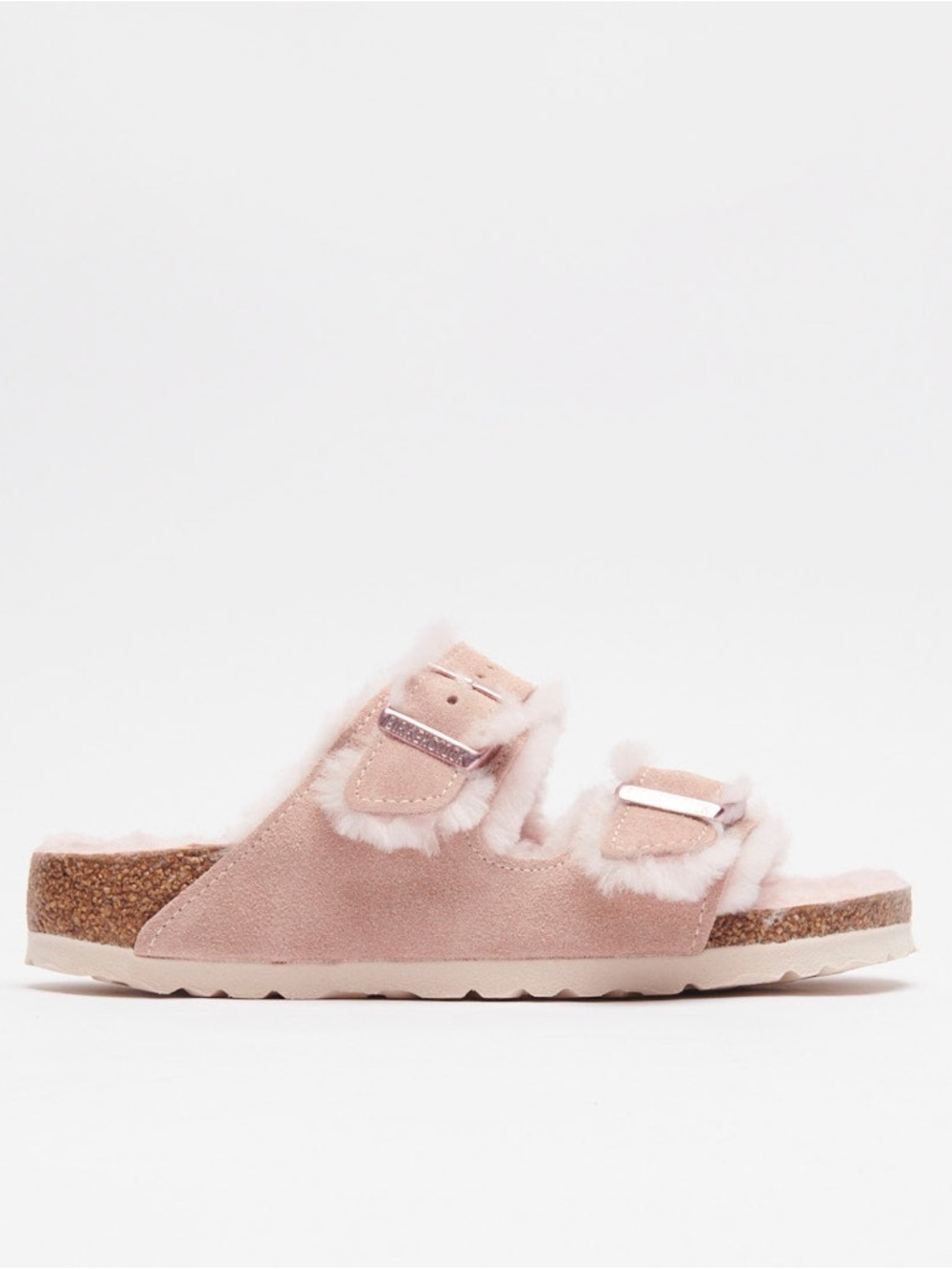 Birkenstock Pink Shearling Two-Buckle Slide Sandals